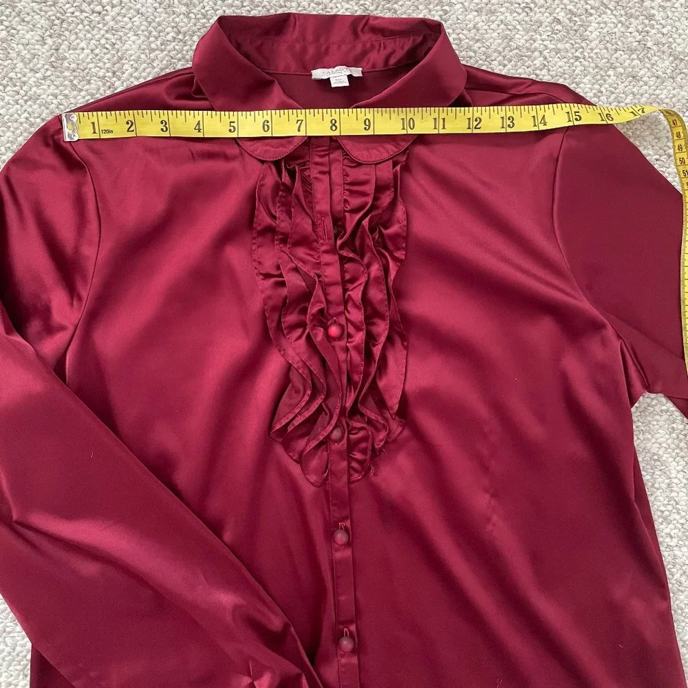 Talbots Ruffle Red Blouse Size MP - Picture 7 of 9